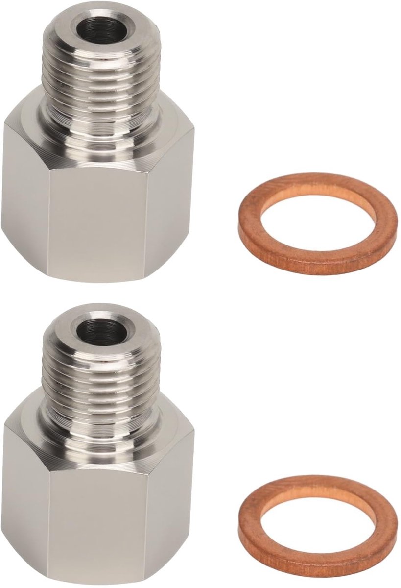 Dailygoods - Oliedruksensor Adapter - 2 Stuks - Roestvrij Staal - M10 x 1 - Universele Automotorset - Geschikt voor de meeste automodellen