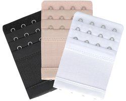Dailygoods- Beha-verlenger Zacht en Flexibel - 4 Haken - Verstelbare Lengte - 3 Stuks - Comfortabel - Geschikt voor de meeste Beha-maten - Bh-extender
