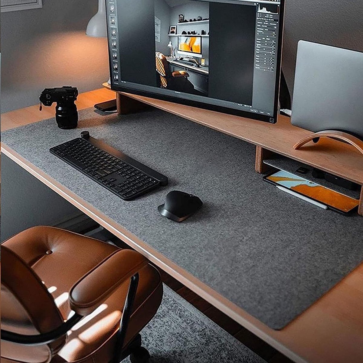 Antislip Bureauonderlegger Van Vilt - Glad Oppervlak Krasbestendig - 100x40 cm 3 mm Dik - Flexibel Draagbaar - Voor Laptop Toetsenbord En Muis - Donkergrijs — cadeau in Wonen & Interieur - foto 5