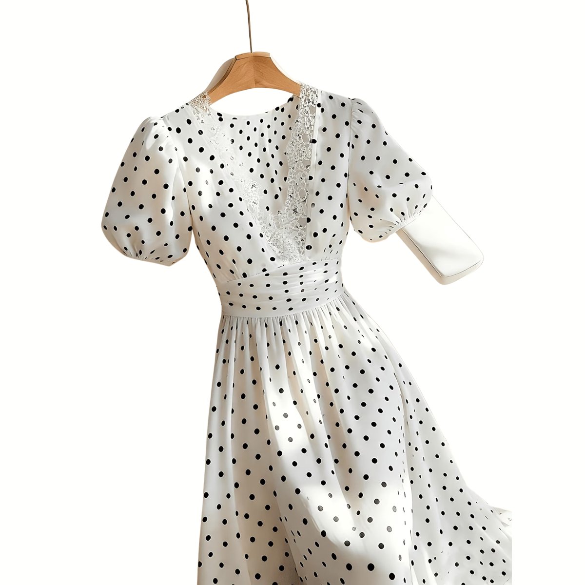 Currero Jurk Met Polkadots Stippen Zomerjurk Dames Zomerjurken Midi Jurk Volwassenen Ibiza Stijl Sundress Dress L Wit