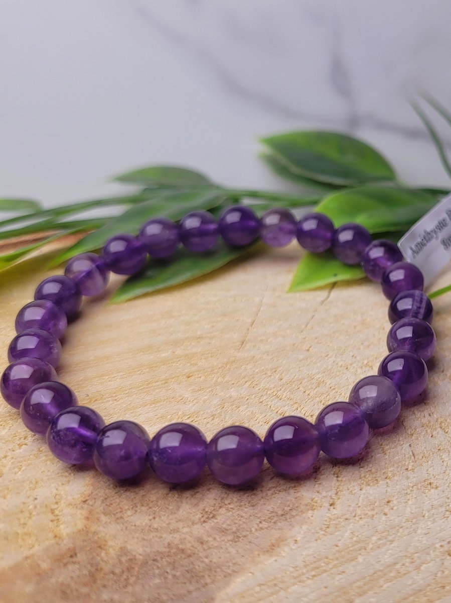 Amethist Edelsteen Armband 8mm - Kogelarmband - Kralenarmband - Brazilië