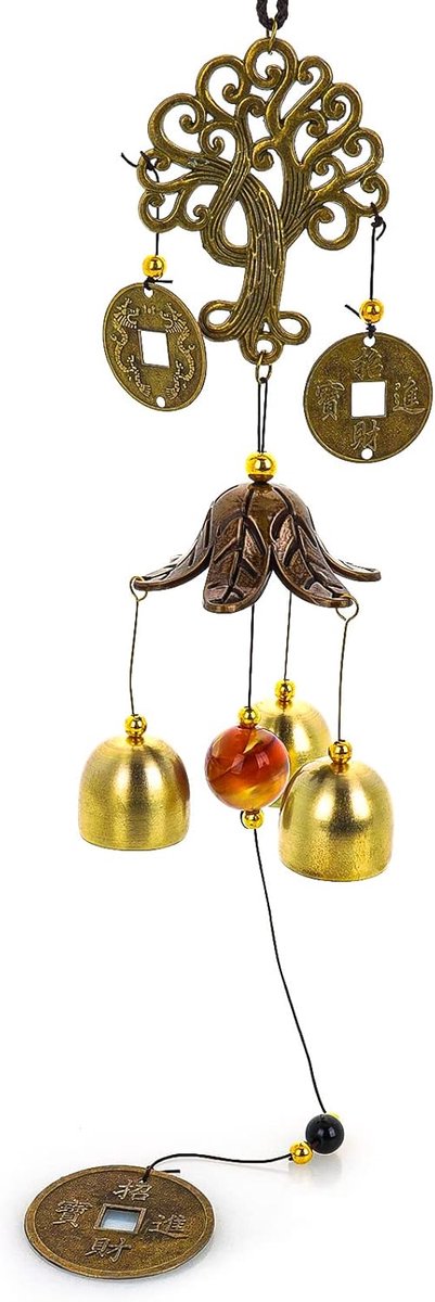 Metalen windgong geluksboom van het leven met koord Feng Shui hangende decoratie veel geluk zegen patio tuin binnen buiten huisdeur decoraties