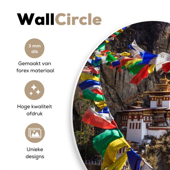 Wall Circle - Wall Circle Indoor - ⌀ 30 cm - Plastique - Bhoutan - Drapeaux - Montagnes