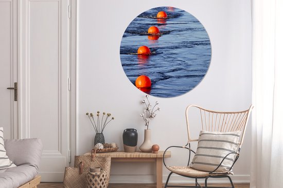 WallCircle - Wandcirkel - Muurcirkel - Boei - Oranje - Blauw - Aluminium - Dibond - 140x140 cm - Binnen en Buiten