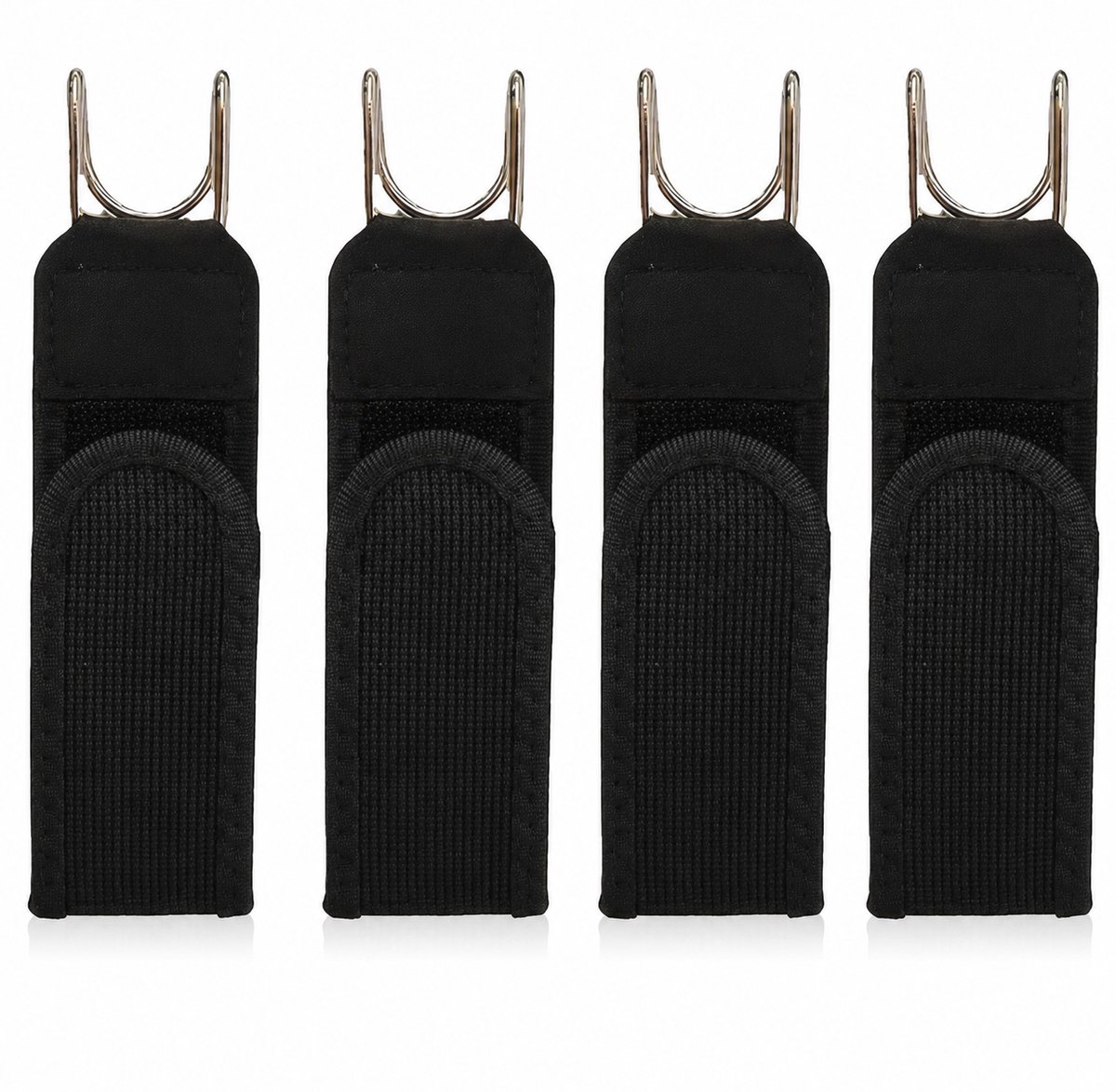 Livenzo Gesploze Riem - Tactische metalen haak elastische riem- Riem met gesploze haak - 4 Stuks - Zwart