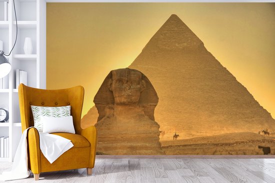 Papier peint photo en vinyle - Le Sphinx de Gizeh dans la lumière du soir en Egypte largeur 360 cm x hauteur 240 cm - Tirage photo sur papier peint (disponible en 7 tailles)