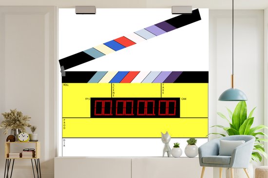 Behang - Fotobehang Een illustratie van een klapbord uit Hollywood - Breedte 280 cm x hoogte 280 cm