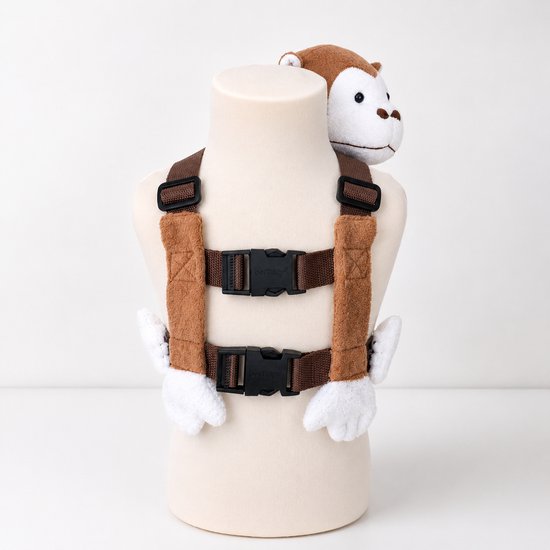 Goldbug - Harness Buddy kindertuigje - Knuffel rugzakje met looplijn - Looptuigje Aap van Goldbug — afbeelding 2