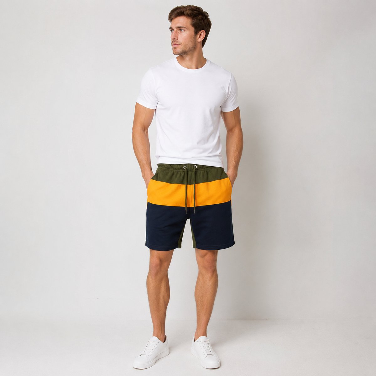 Heren Korte broek Maat XXL – Katoen Blend – Slim Fit – Met Ritszakken – Elastische Taille met Trekkoord