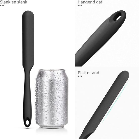 Smalle siliconen spatel: 315 ℃ hittebestendige flexibele glazen spatel met lange en slanke handgreep voor het schrapen van sauzen, roeren van zuurdeegstarters, geschikt voor kleine containers — afbeelding 4