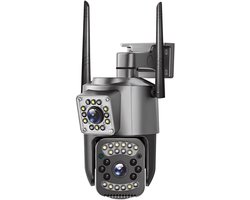 Leba Beveiligingscamera Voor Buiten en Binnen - 360° Draaibare Camera met Nachtzicht - 4MP Dubbele Lens - Bewegingsdetectie & Alarm - WiFi - Tweerichtingsaudio - Camerabewaking