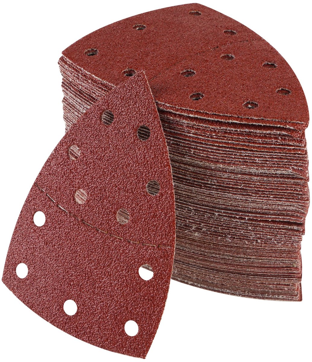 Dailygoods- Schuurpapier Set 100 Stuks - Schuurpapier Driehoek 105mm - Delta Schuurpapier - Aluminiumoxide - Professioneel Gebruik - 7 Kwaliteiten - Schuurmachinepapier