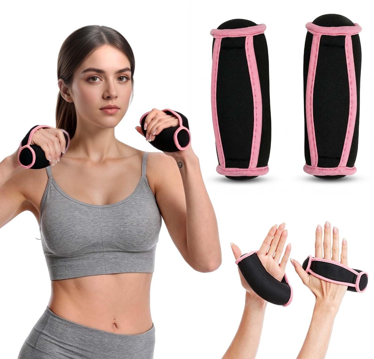Dailygoods- Halters 0,5 kg - Set van 2 - Antislip Loophalters - Ademend Composietweefsel - Verstelbare Riem - Ideaal voor Krachttraining - Handgewichten