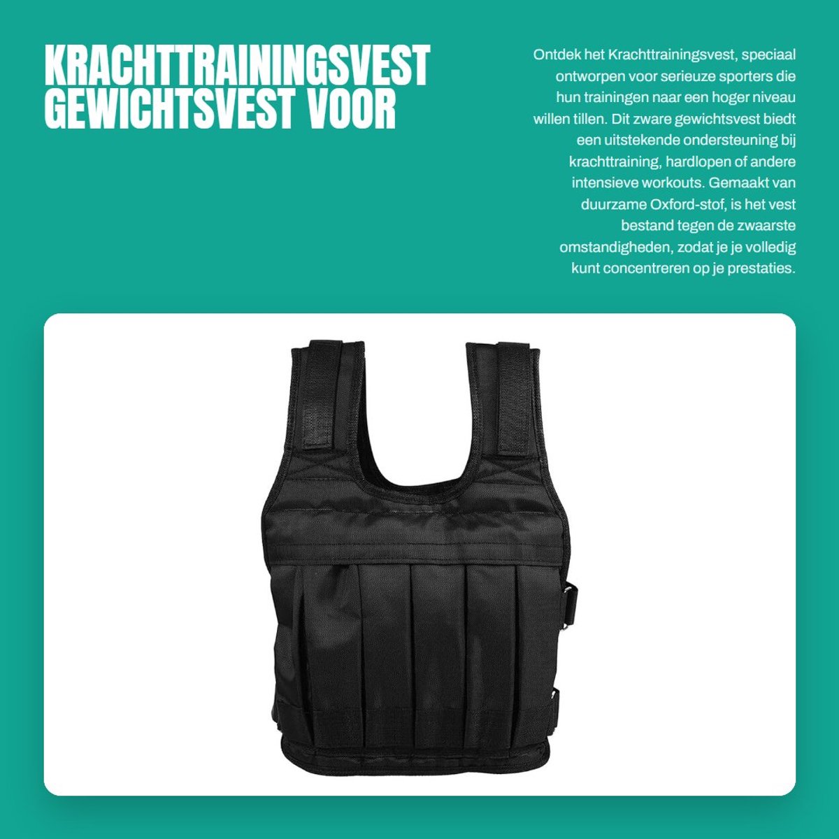 Dailygoods- Gewichtsvest 50kg Heavy Duty - Krachttrainingsvest - Trainingsvest Heren/Dames - Verstelbaar - Outdoor Uitrusting - Comfortabel en Betrouwbaar