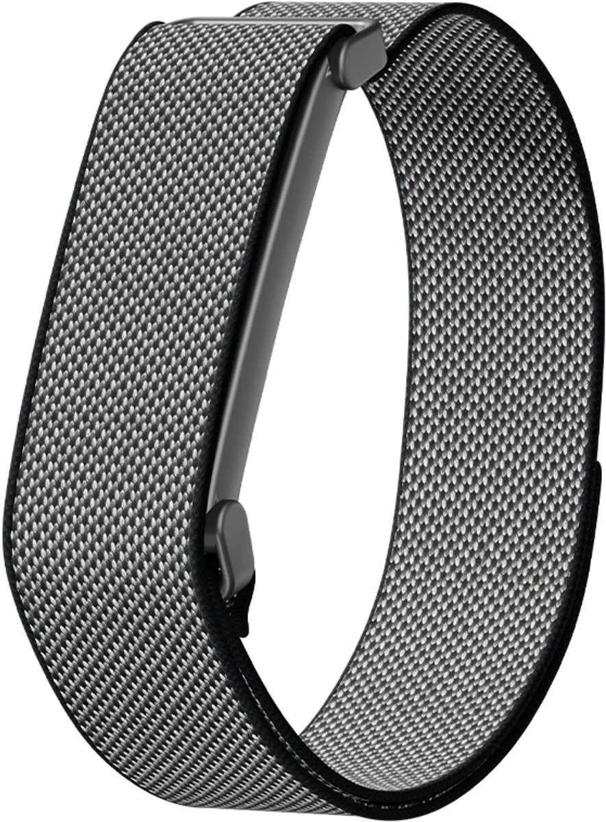 Stravo Nylon Loop Bandje met Klittenbandsluiting – Traploos Verstelbaar – Geschikt voor Fitbit Air – Ademend Sport Horlogebandje – Zwart