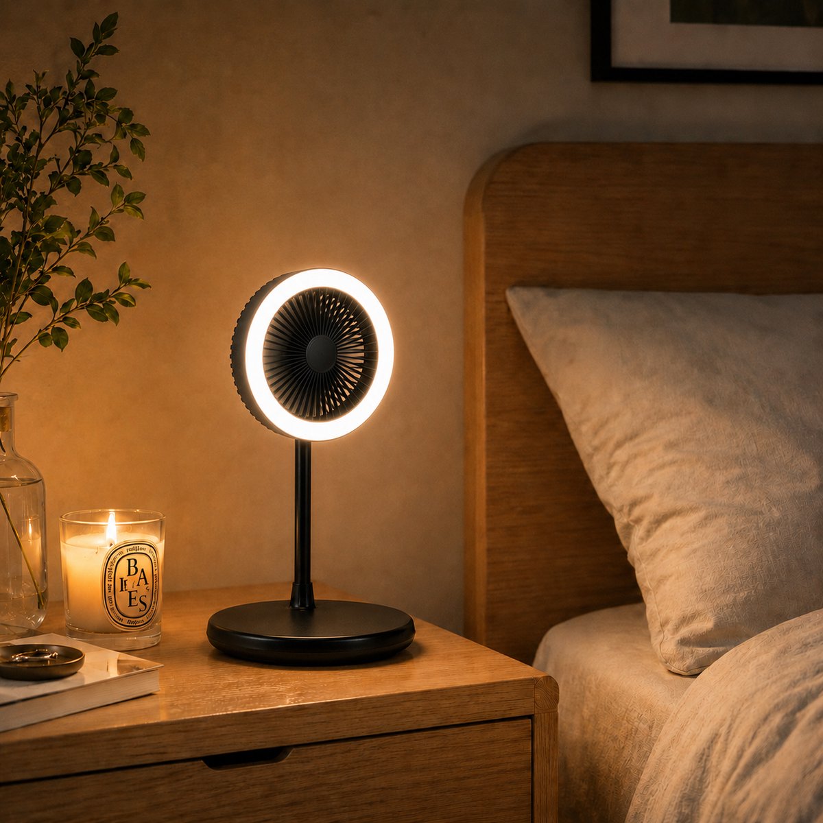 Tafelventilator met LED Licht - Bureauventilator met Verlichting - 3 Snelheden - Statief Ventilator met Flexibele Kop - Fan with LED Light - Mini Fan - Ventilator Staand met Draad - Desk Ventilator - Kleine Airco Verkoeler - Zwart - Sivlergear — afbeelding 7
