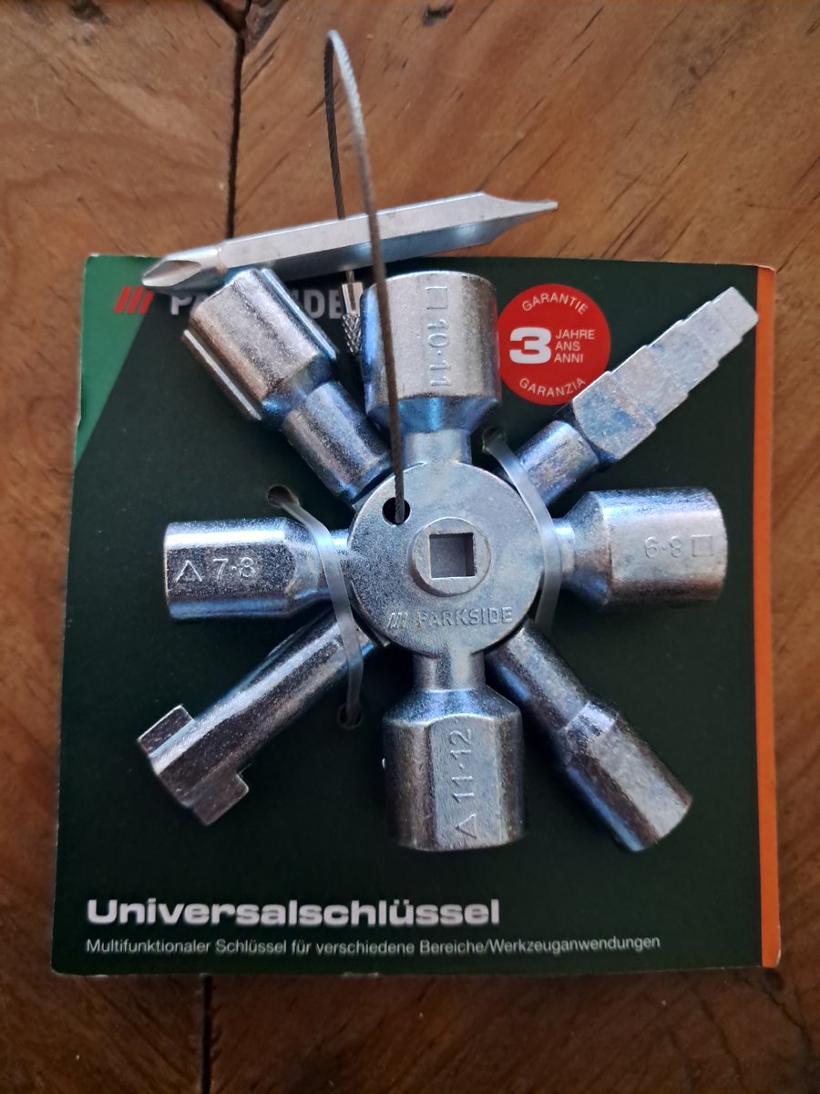 Parkside Universeel Multifunctionele sleutel - Geschikt voor veel gangbare sluitsystemen van schakelkasten, verwarmingssystemen en magneetkoppelingen