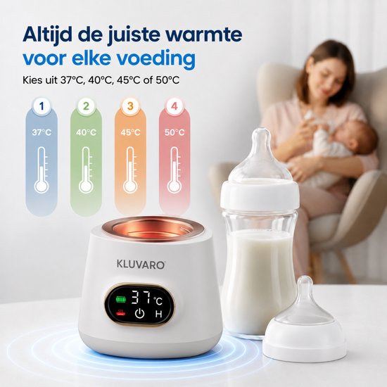 Kluvaro Flessenwarmer - Draagbare Flessenverwarmer voor Onderweg - Zeer Snel - Slimme timer - Geschikt voor alle merken - Wit van Merkloos — afbeelding 4