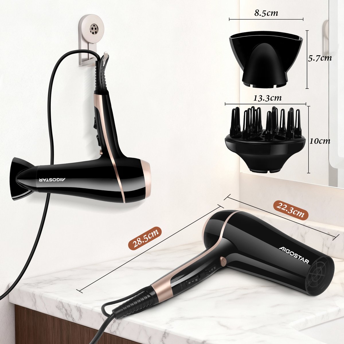 Aigostar Lora 33LNK - Fohn - Haardroger - Fohn met diffuser - afbeelding 2
