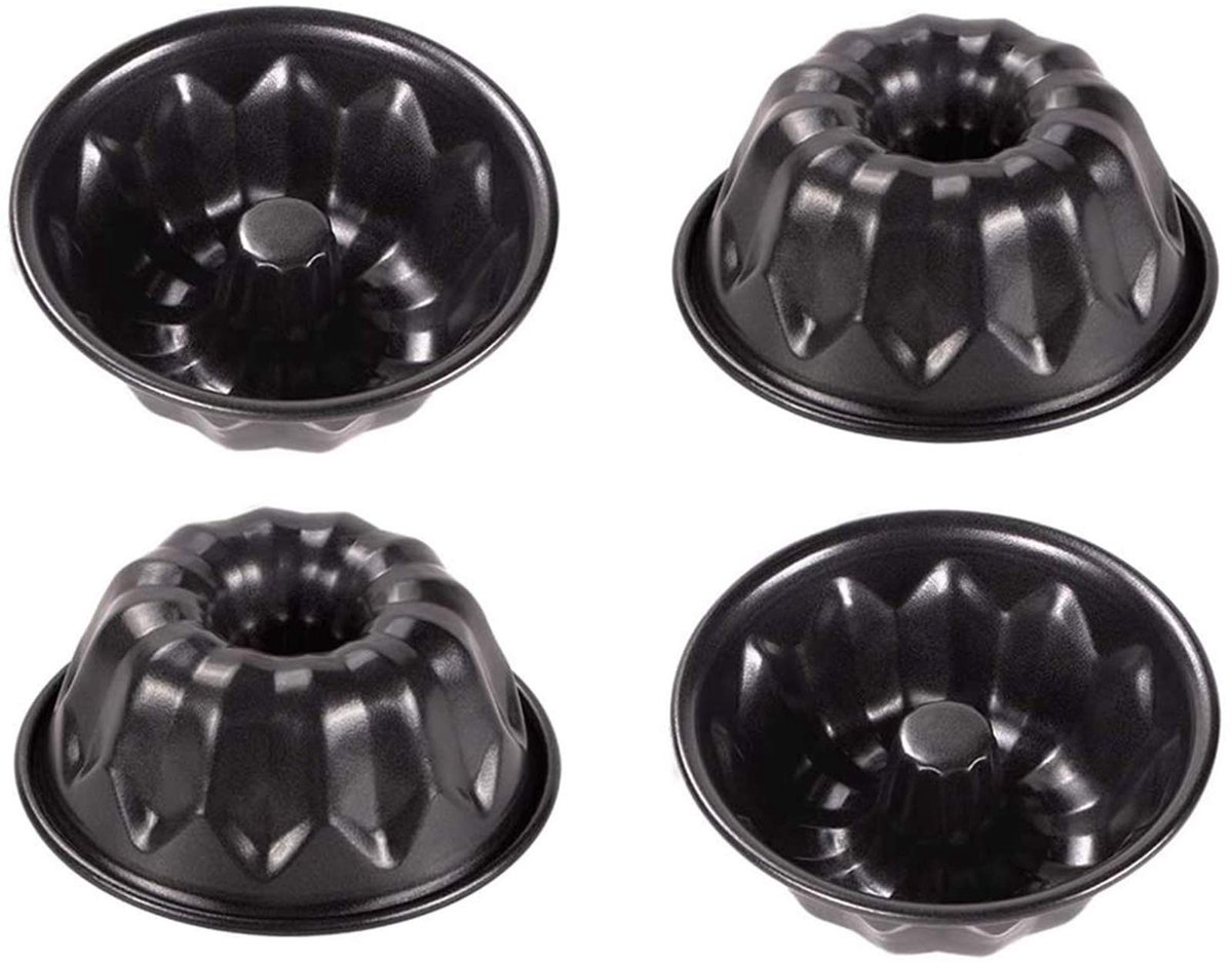 Dailygoods - Ring Gecanneleerde Cake Tin Bakvorm Set van 4 Stuks - 10 cm