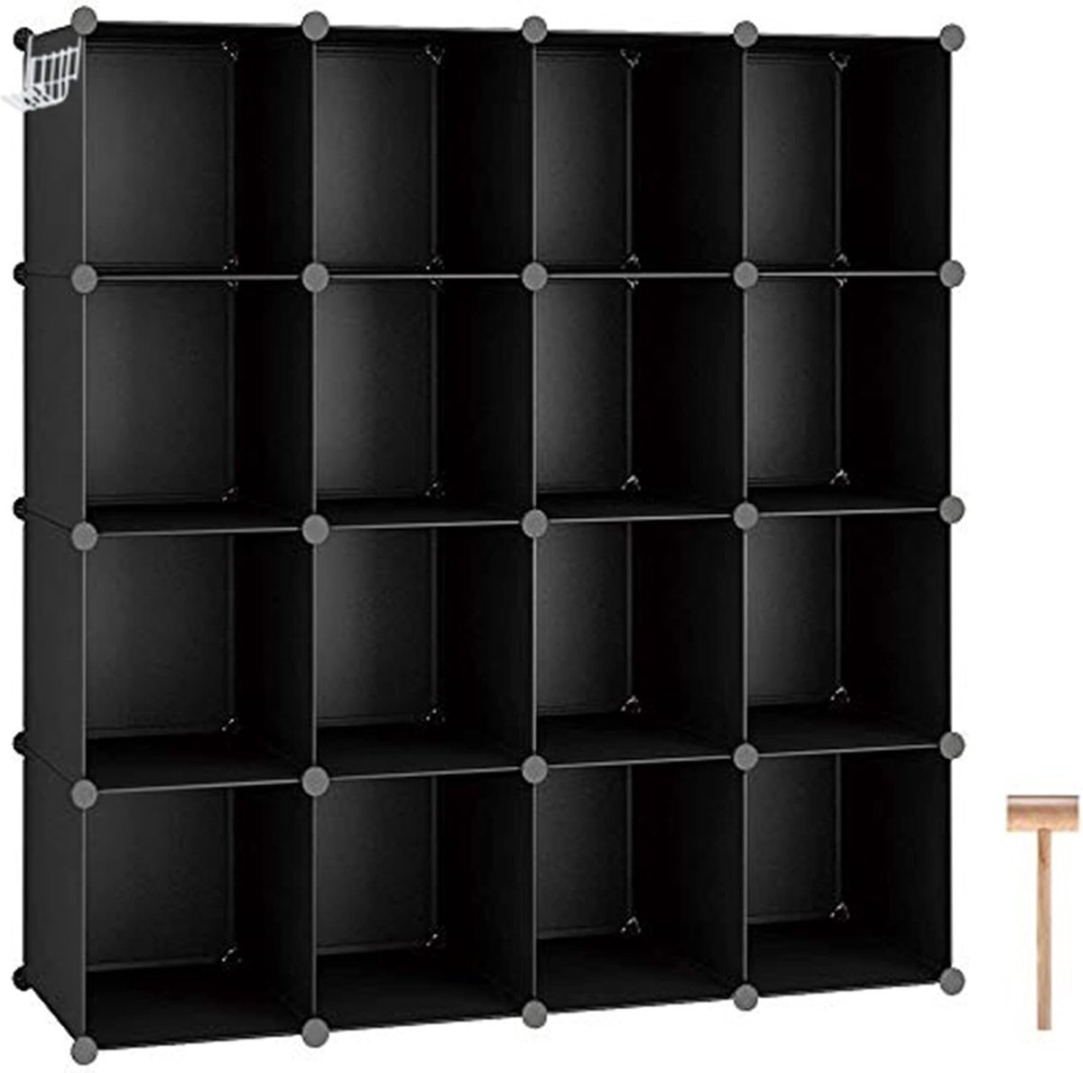 Kubus opbergorganizer, 16-kubus planken eenheden, plastic opbergkubussen, doe-het-zelf kast organizer, modulaire kast opbergplanken ideaal voor thuis, slaapkamer, 48" L × 12,4 cm B × 48" H
