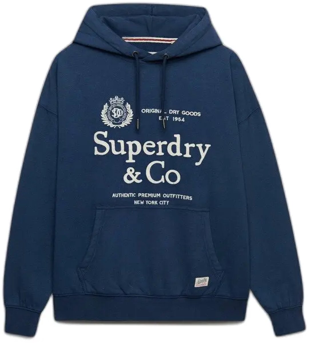 Superdry Luxe Casual Geborduurde Relaxed Hoodie Dames Hoodies Marineblauw