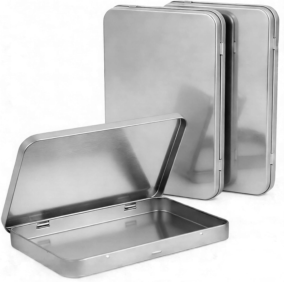 3 draagbare blikjes met deksel (18 x 11 x 1,5 cm) - container voor munten, snoep, sieraden - DIY Home Organizer