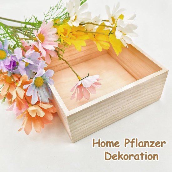 Dozen, 4 stuks Wooden Storage Craft Box, 8x8x4 cm Craft Rustieke houten kisten, houten dozen voor knutselwerk, kleine vierkante houten kist, voor droogbloemen, tafeldecoratie — afbeelding 4