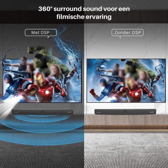 SNJY® Soundbar - TV Speaker - Home Cinema - 3D Surround Sound - 2-in-1 - 80 W - Zwart van SNJY — afbeelding 2