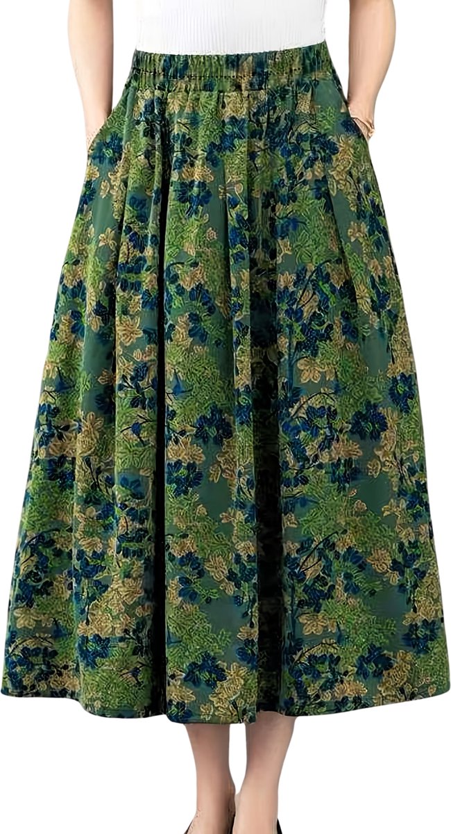Currero Broekrok Dames Skort Skirts Skirt Rok Midi Korte Broek Culotte Wandelrok Rokje Legging Groene Bloem