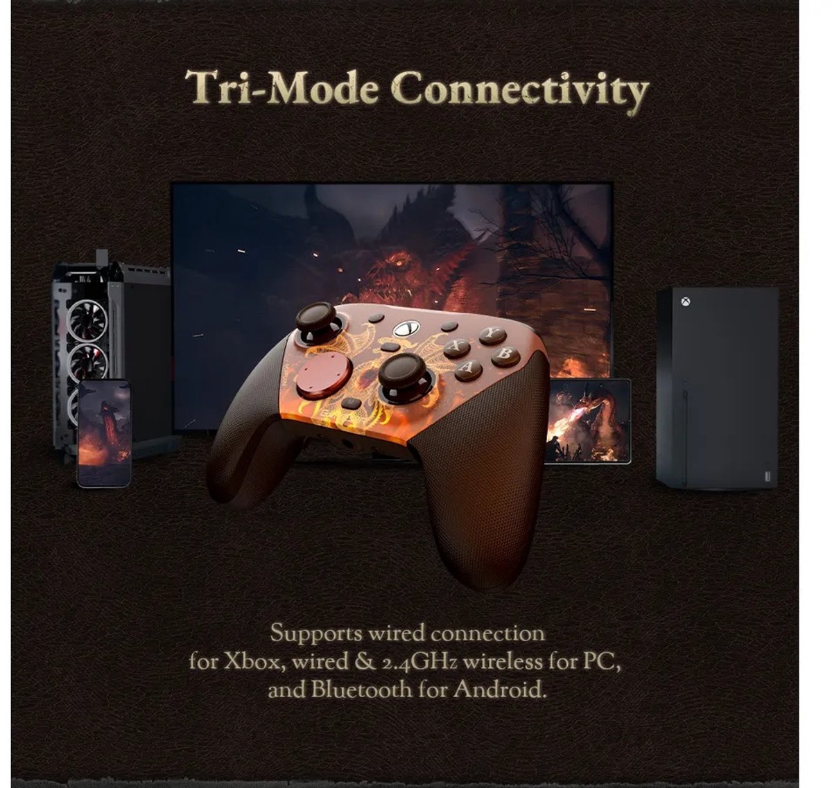 GameSir G7 Pro - Draadloze Controller - Tri-mode - Hall Effect - Xbox, PC & Android - Camel – foto 3