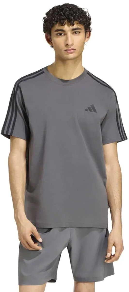 Adidas Essentials 3 Stripes Single Jersey Left Chest Branded T-shirt Met Korte Mouwen S Man Zwart