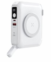 NEOVO MagSafe Powerbank 15.000mAh - Universal Travel Charger 6-in-1 - 65W USB-C Snellader - 15W Draadloze Oplader - Wereldstekker met US/EU/UK/AU - Wit