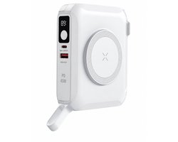 NEOVO MagSafe Powerbank 15.000mAh - Universal Travel Charger 6-in-1 - 65W USB-C Snellader - 15W Draadloze Oplader - Wereldstekker met US/EU/UK/AU - Wit