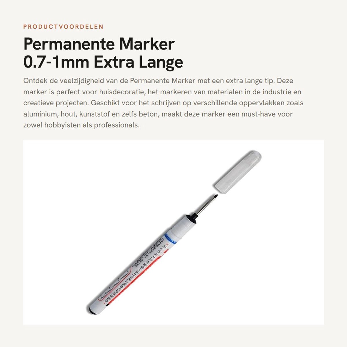 Dailygoods- Permanente Marker Waterdicht - Extra Lange Punt - Veegbestendig - Sneldrogend - Geschikt voor Diverse Oppervlakken - 0,7-1 mm Lijnbreedte - Markerpen