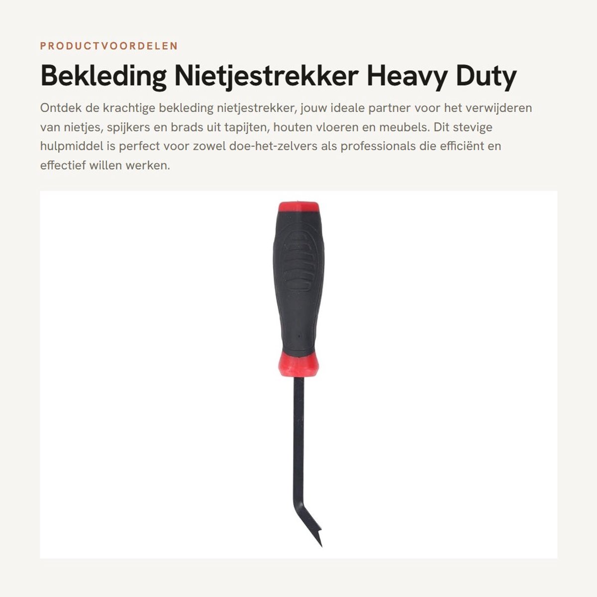 Dailygoods- Nietjestrekker Heavy-Duty - Nietjesverwijderaar - Spijkertrekker - Gereedschap voor Tapijten - Houten Vloeren - Cr V-Staal - Nageltrekker