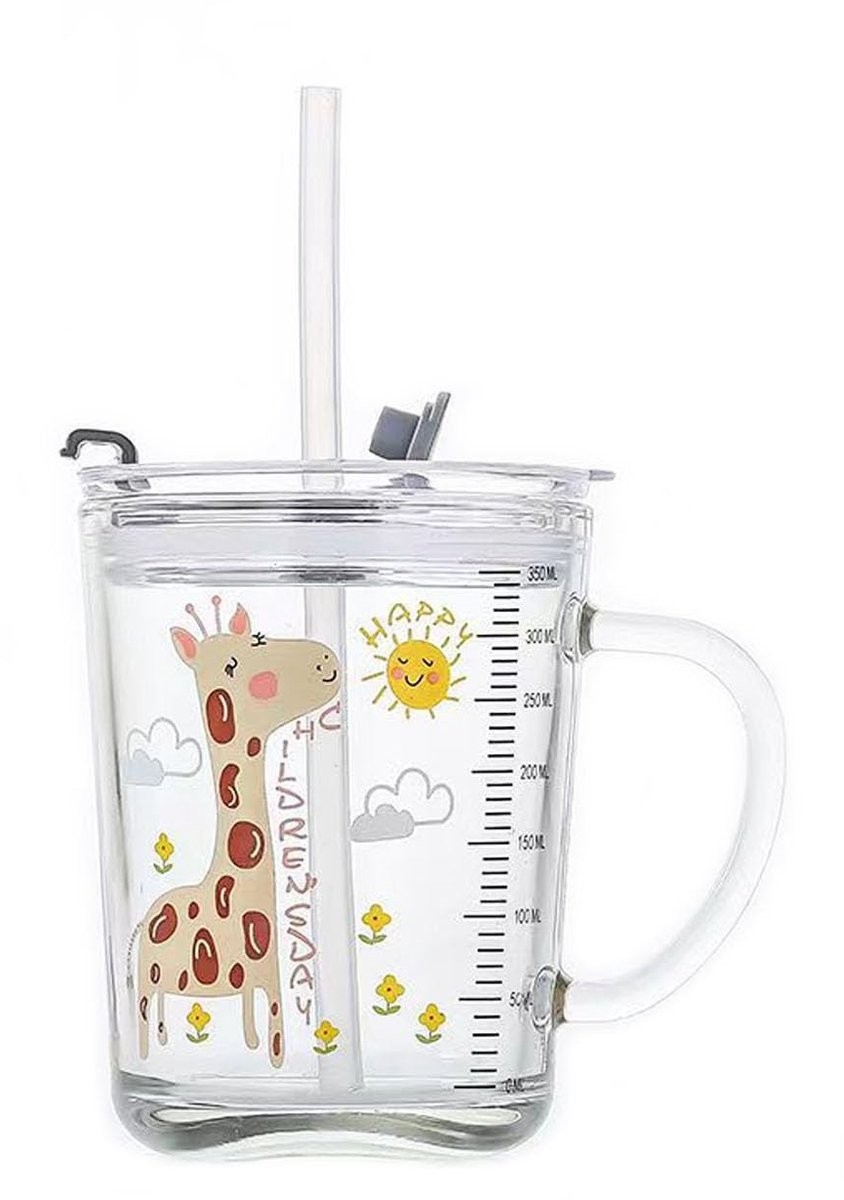 Dailygoods- Drinkbeker 400 ml - Melkbeker - Schoolbeker - Drinkbeker met rietje - Schokbestendig - Luchtdicht deksel