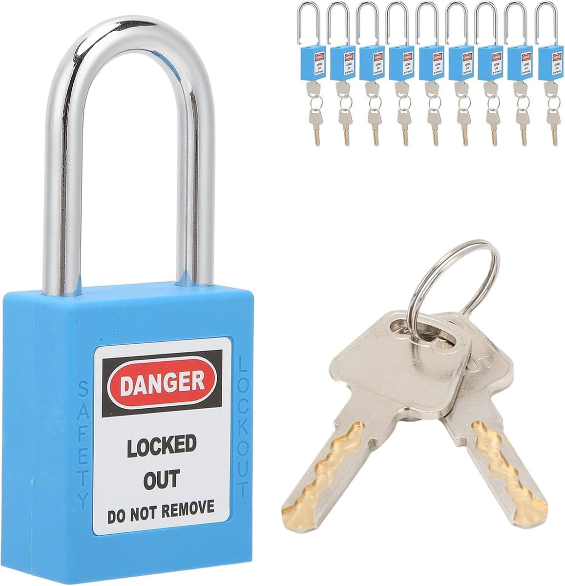Veiligheidsloten voor Lockout Tagout, 10 Kleurige Padlocks met Unieke Sleutels voor Lockout Kits en Beveiliging