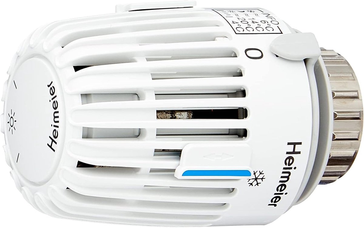 Thijox - HSK2N Thermostaatkop K Wit met Nulstand en Sensor, Vloeistofgevuld, Voor Verwarmingssystemen, Energiezuinig en Betrouwbaar