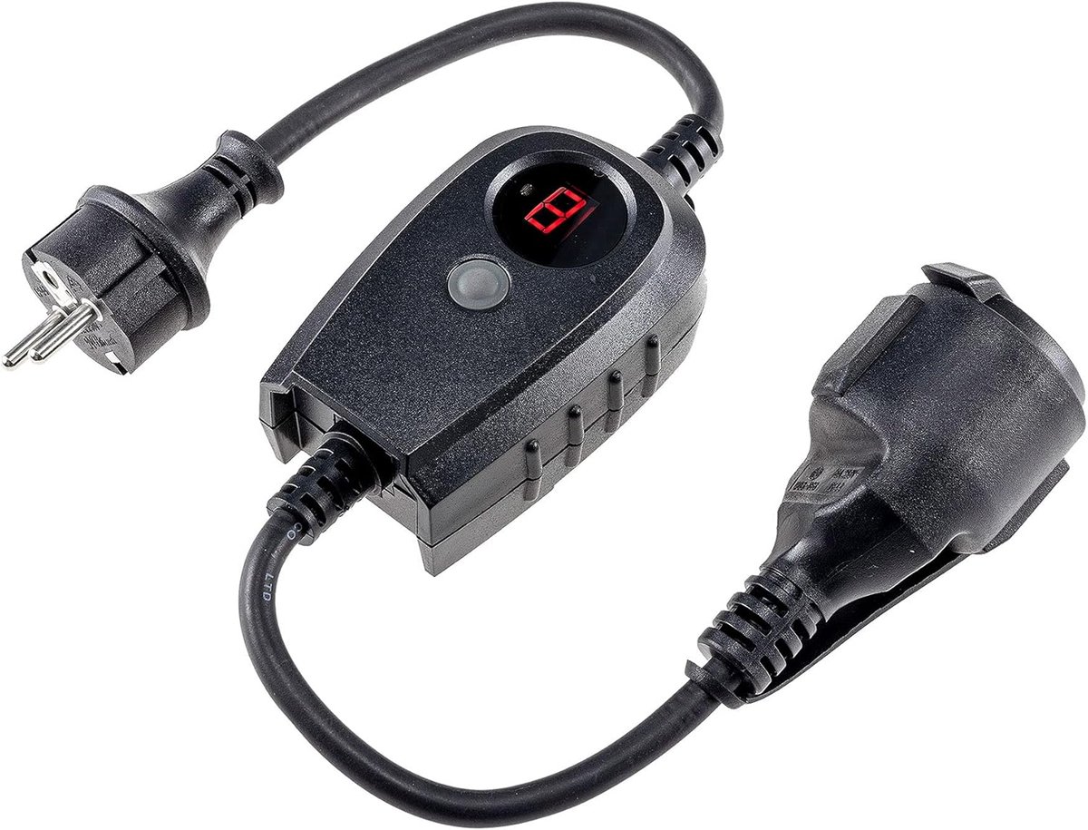 Thijox - Stopcontact met Schemersensor voor Buiten, Stekkeradapter met Timer, IP44, 2300 Watt, Automatische Schakeling van Verlichting, Lampen, Tuin,