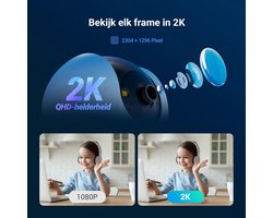 Thijox - EZVIZ C6N G1 2K Beveiligingscamera Binnen met Nachtzicht in Kleur, Mens- en Geluiddetectie, Automatische Patrouillemodus, Wifi Indoor Camera