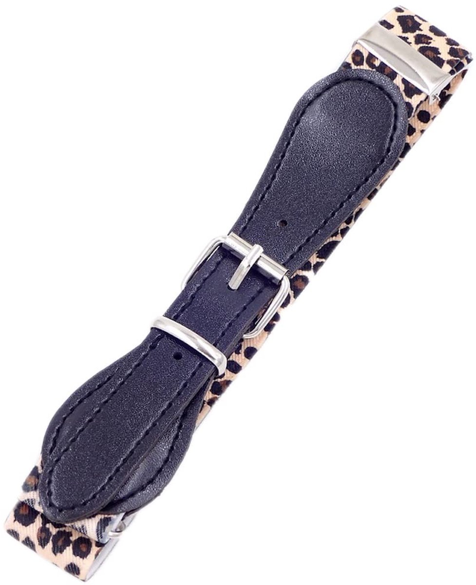 Dailygoods- Elastische Riem Verstelbaar - Kinderriem Jongens/Meisjes - Comfortabel - Luipaardpatroon - Leer/Metaal - Lengte 30-65cm