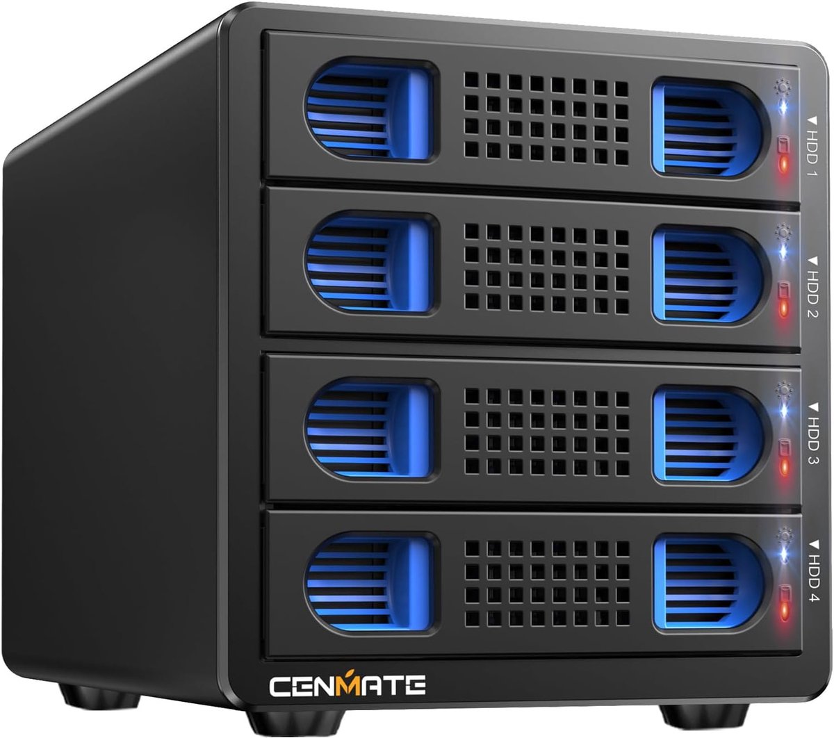 Thijox - 4 Bays Aluminium Harde Schijf Behuizing met Ventilator voor 2,5" / 3,5" SATA HDD/SSD - USB 3.2 Gen 2 Type C/A - No RAID & RAID Opties - Geree
