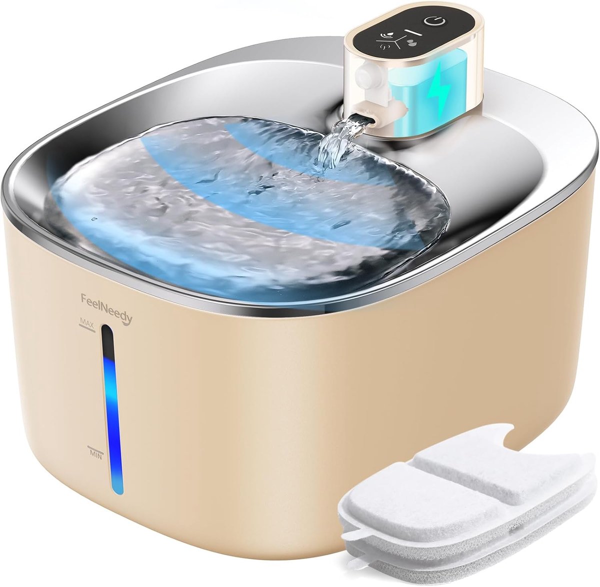 Thijox - Draadloze Kattenfontein 4L met Bewegingssensor, Stille Waterdispenser, Oplaadbare 4000 mAh Batterij, Automatische Wateruitvoer, 2 Filters, Do