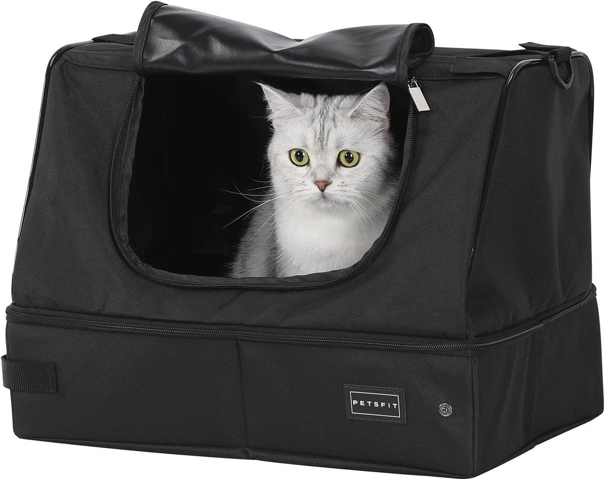 Thijox - Opvouwbare Kattenbak voor Reizen, Draagbaar Kattentoilet met Deksel, Lichtgewicht en Makkelijk Schoon te Maken, Ideaal voor Auto, Camping en