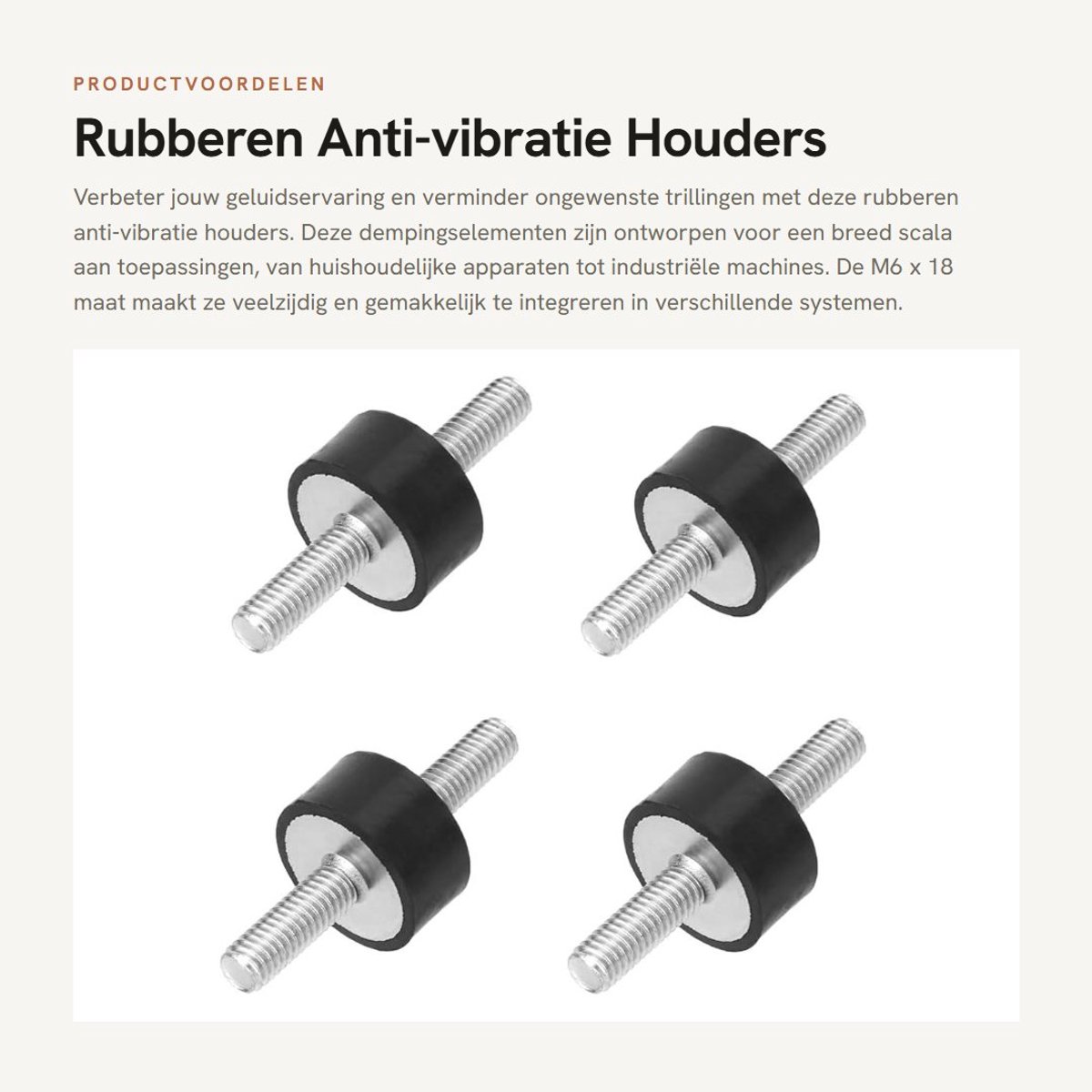 Dailygoods- Anti-vibratie Houders M6 - 4 Stuks Dempingselementen - Geluidscontrole - Trillingsdemping - Geschikt voor Luchtcompressoren - Diesel- en Motoren. - Dempingselement