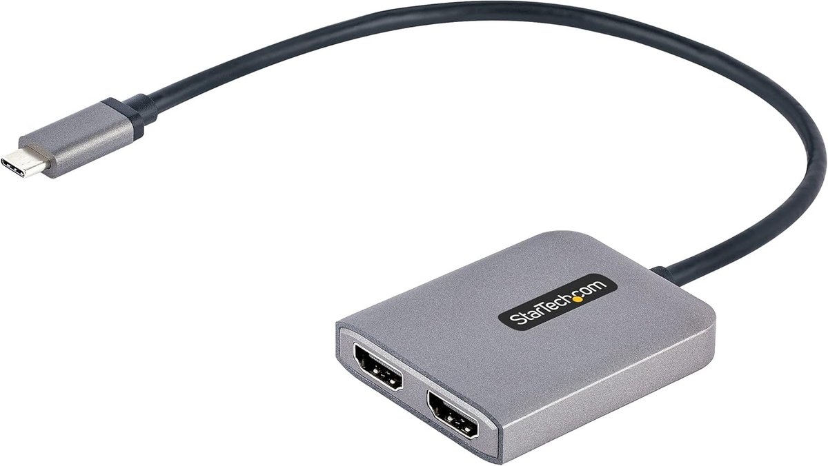 Thijox - USB-C MST HUB, USB-C naar Dual HDMI 4K 60Hz, Multi Monitor Adapter voor Laptop met 30cm Kabel, DP 1.4 Multi-Stream Transport Hub, HDMI Splitt
