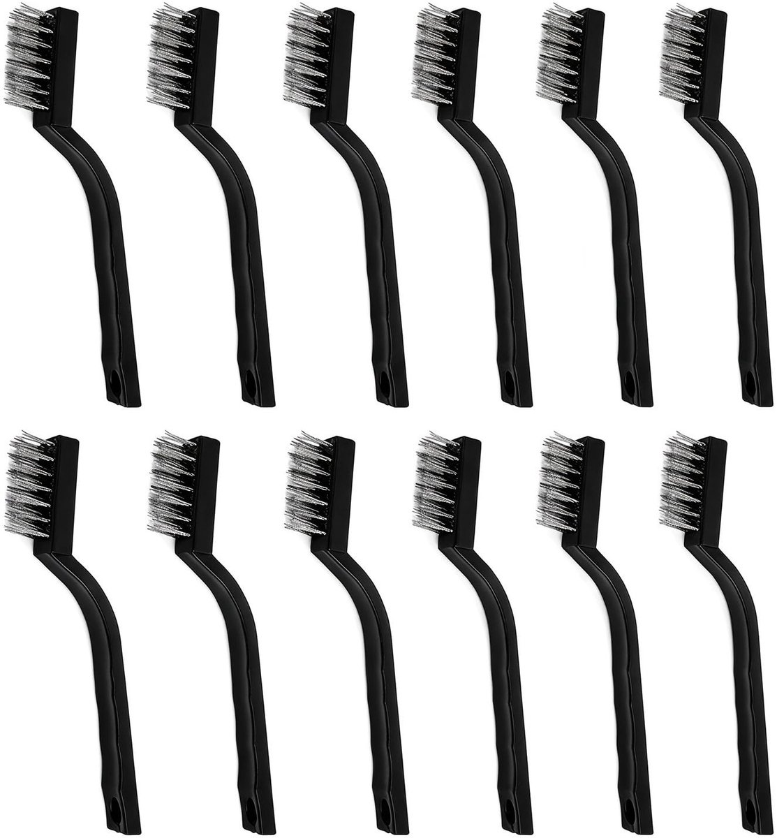 Dailygoods- Staalborstel - 12 Stuks - Draadborstelset - Kleine Messingborstel - Compact Formaat - Duurzame Constructie - Draadborstel