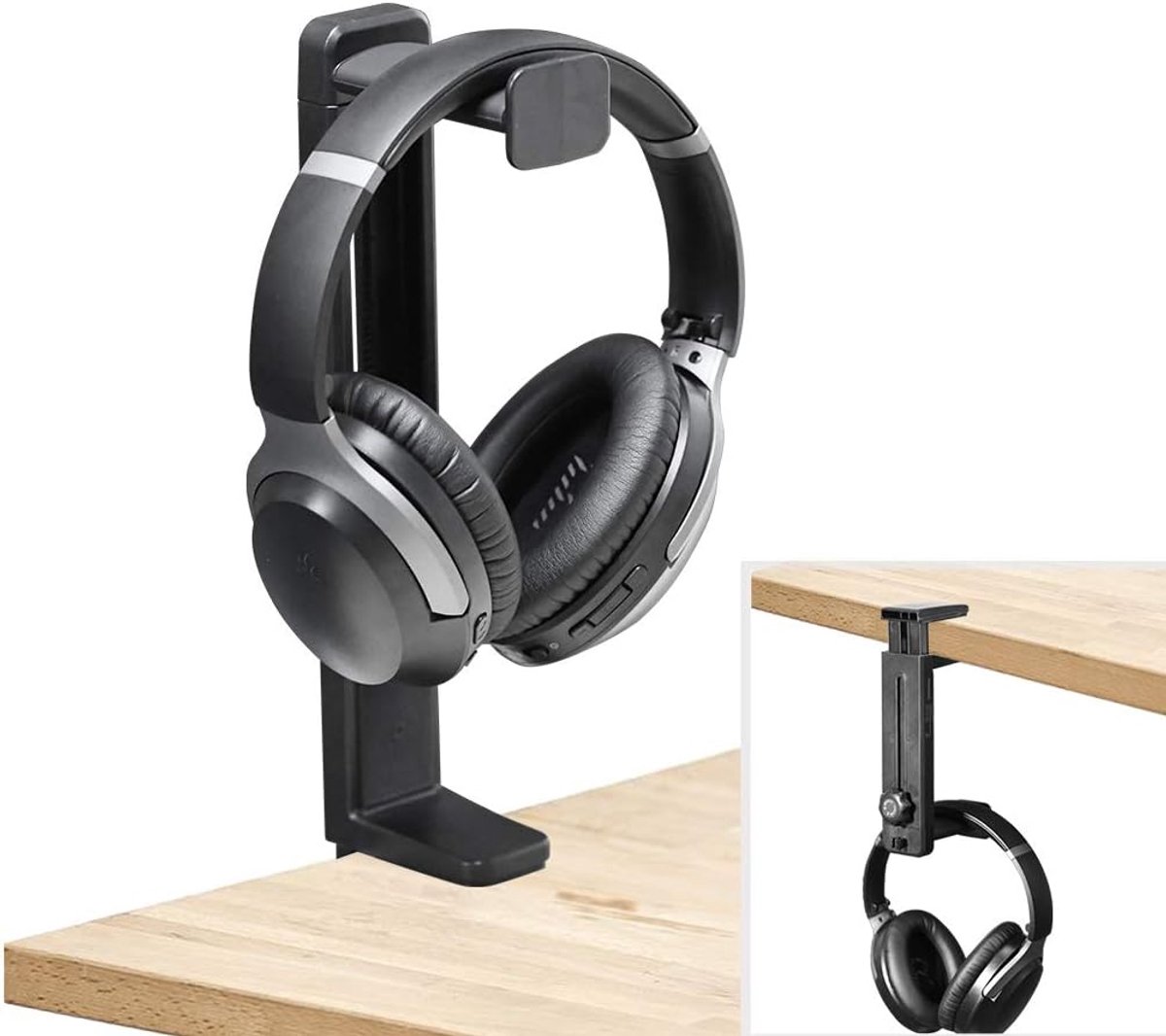 SnelShoppen - Neeto HS906 Hoofdtelefoonstandaard & Hanger 2 in 1, Gaming Headset Houder met In Hoogte Verstelbare en Roterende Klem, Onder en Boven Bu