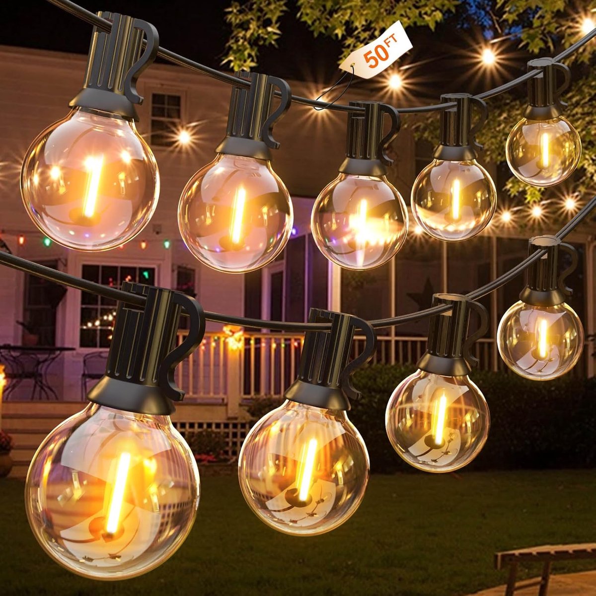 SnelShoppen - GLUROO LED Buiten Lichtslingers 15 Meter Lichtketting Gloeilamp Buiten Warm Wit Waterdicht met 25+1 Onbreekbare Plastic Lampen voor Kers